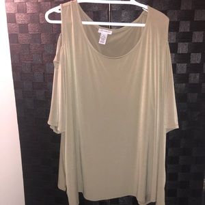 Catherine’s 3X Green off shoulder top blouse plus